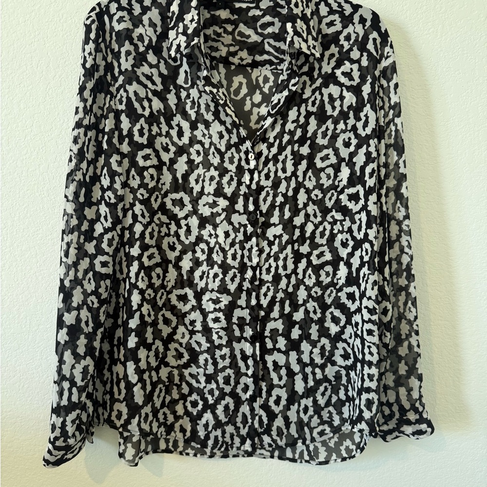 The Kooples Black and White Leopard Print Women's Top
